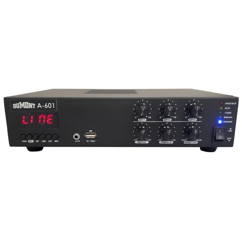 Dumont A-601 Amplificador Mezclador 60W Bluetooth USB Dumont A-601 Amplificador Mezclador 60W Bluetooth USB